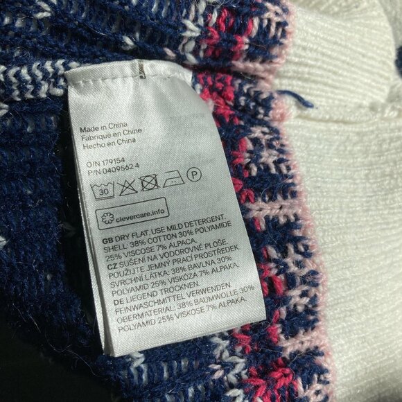 H&M Women's White and Navy Fair Isle Winter Holiday Sweater - Picture 5 of 5
